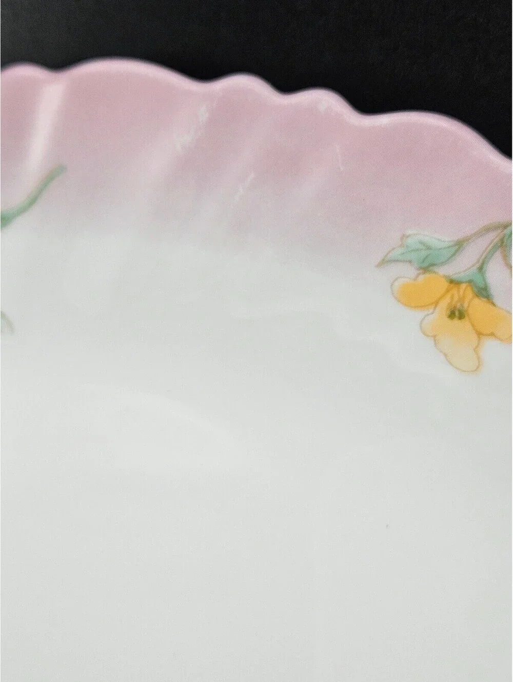 Vintage Arcopal France Elise Oval Serving Platter Pink Ombre Rim Floral 13